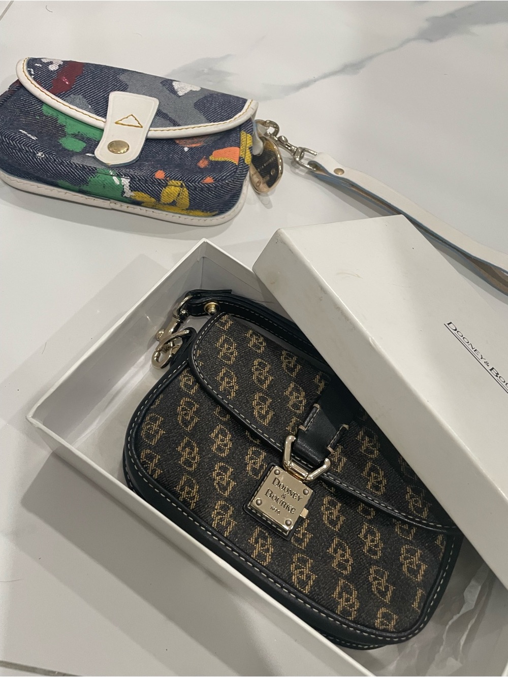 Dooney & Bourke Brown and Black Signature Mini Shoulder Bag